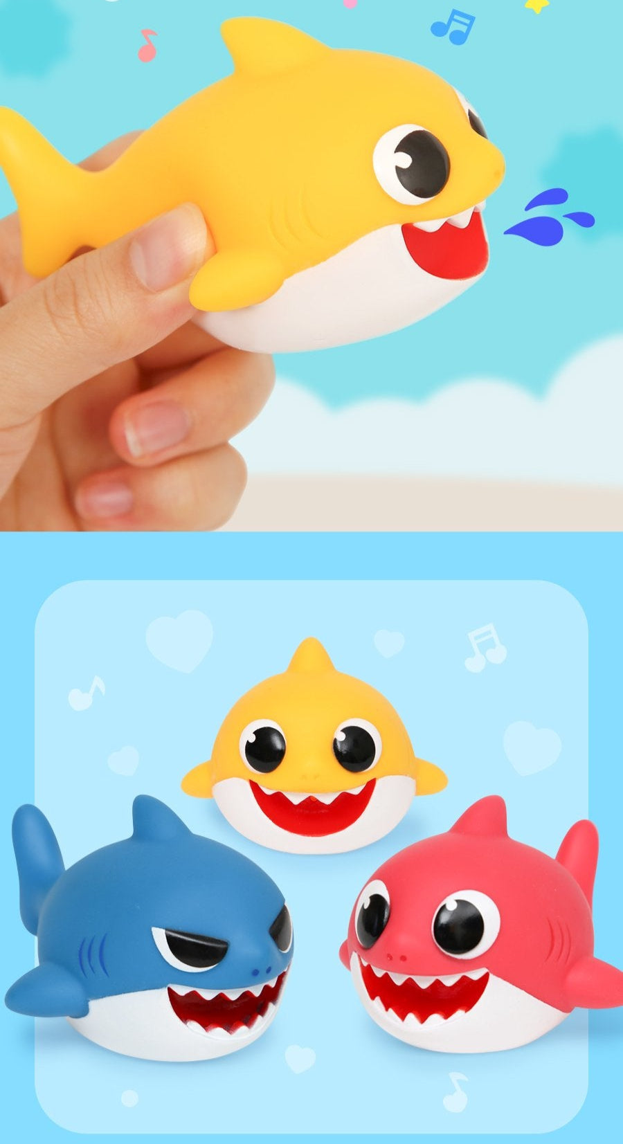 Baby Shark Melody Bubble Toy + Baby Shark Bath Gun 3-Piece Set